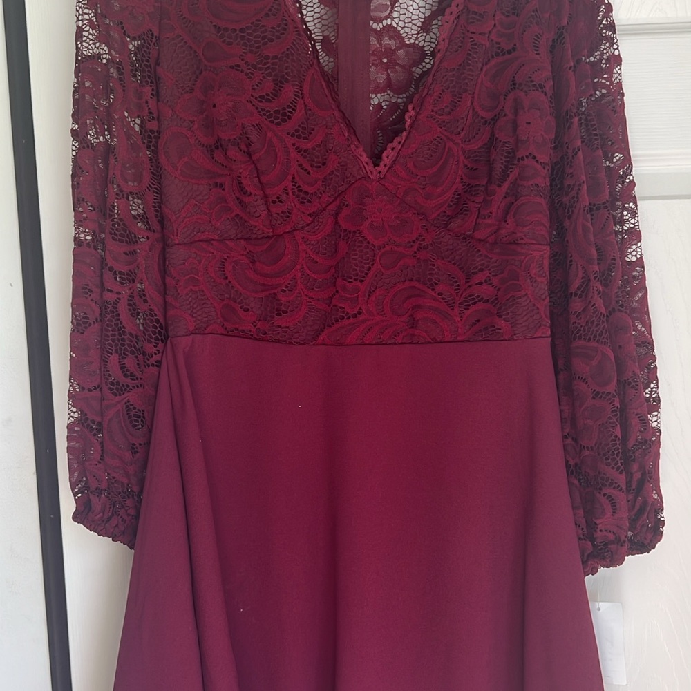 Elegant Lace Burgundy Dress